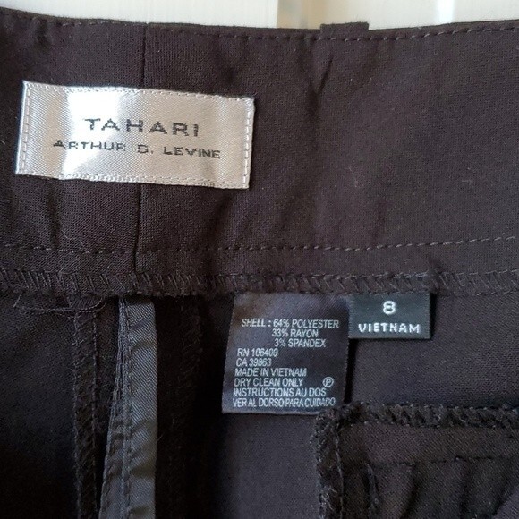 TAHARI ASL BLACK HIGH RISE PANTS STRAIGHT LEG SZ 8 CLASSIC CONTEMPORARY CAPSULE - Picture 4 of 7